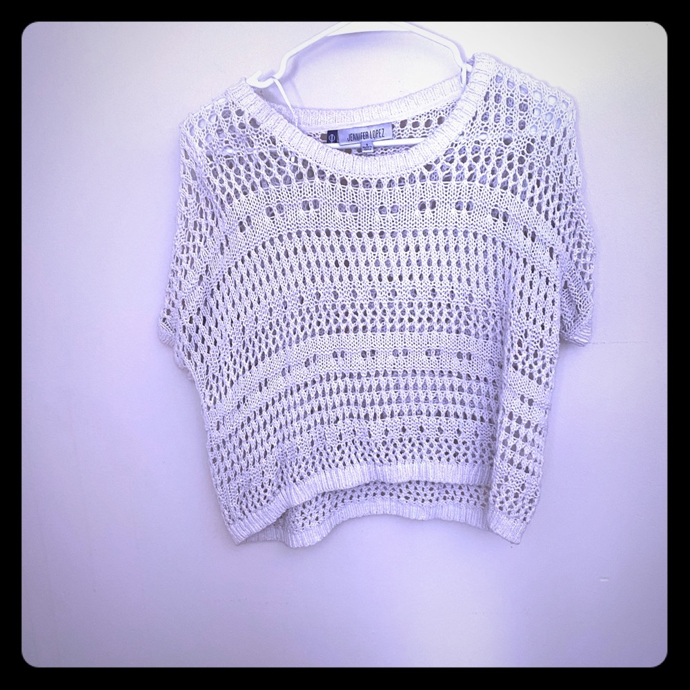 3/$10 Jennifer Lopez crop white sweater